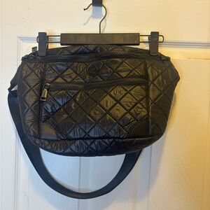 Joan & David Glossy Quilted Black Crossbody